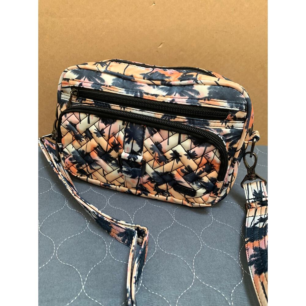 LUG CAROUSEL Lightweight Poly Nylon Sunset Palms Convertible RFID Crossbody